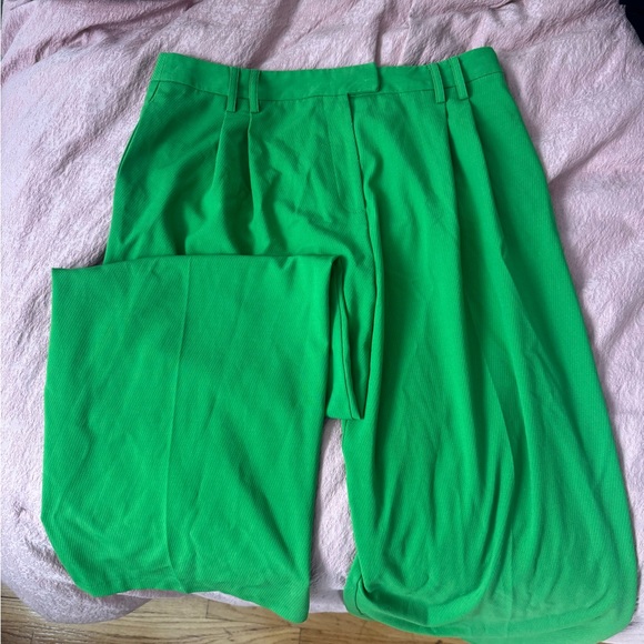 Topshop Pants - Wide Leg Green Top Shop Pleated Pants